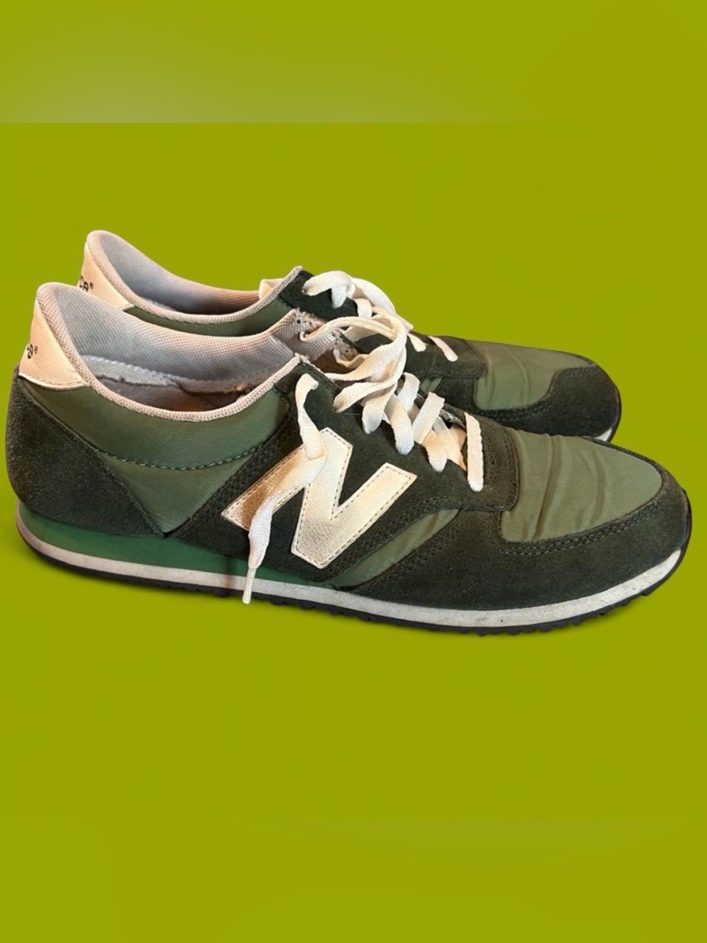 New Balance Green and White Retro Sneakers